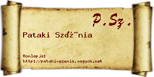 Pataki Szénia névjegykártya